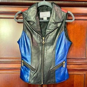 BB Dakota lamb skin leather hand painted vest.